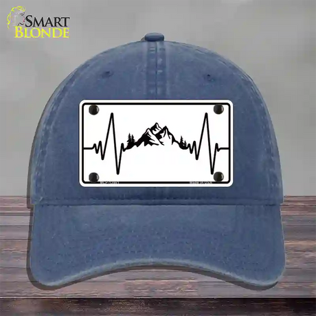 Mountains Heart Beat Novelty License Plate Hat Tag Unconstructed Cotton / Navy