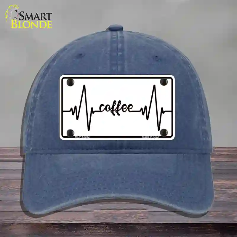 Coffee Heart Beat Novelty License Plate Hat Tag Unconstructed Cotton / Navy