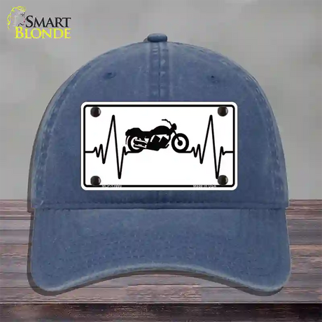 Motorcycle Heart Beat Novelty License Plate Hat Tag Unconstructed Cotton / Navy