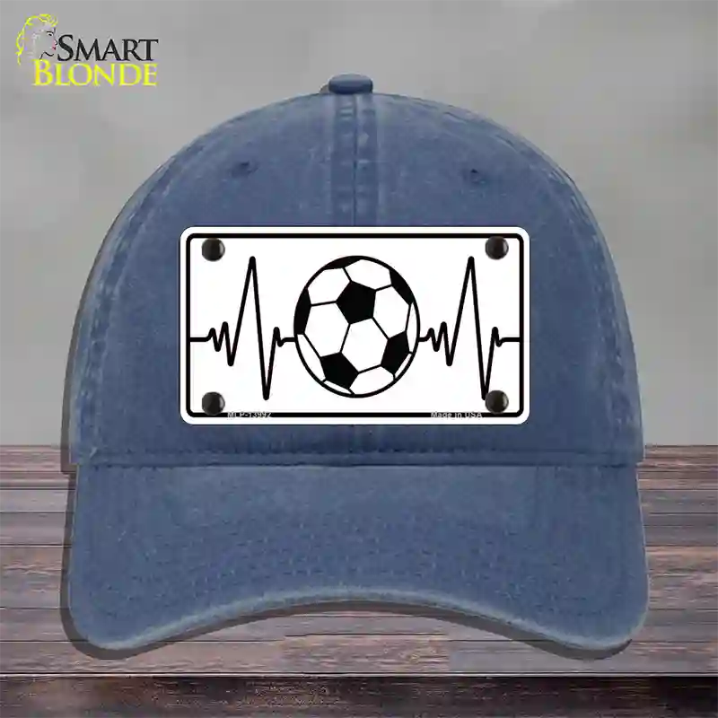 Soccer Heart Beat Novelty License Plate Hat Tag Unconstructed Cotton / Navy