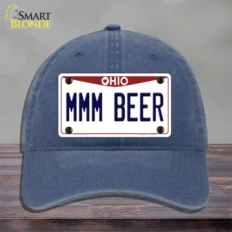 MMM Beer Ohio Novelty License Plate Hat Tag Unconstructed Cotton / Navy