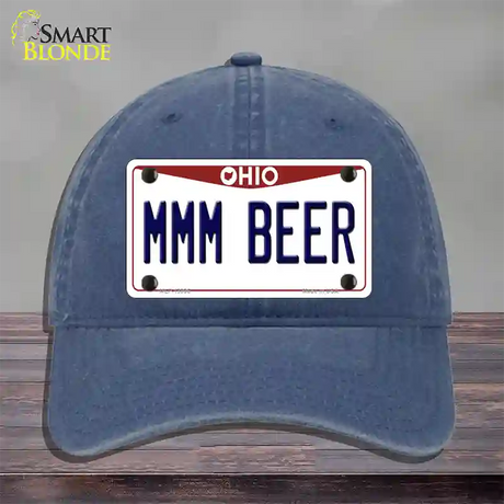 MMM Beer Ohio Novelty License Plate Hat Tag Unconstructed Cotton / Navy