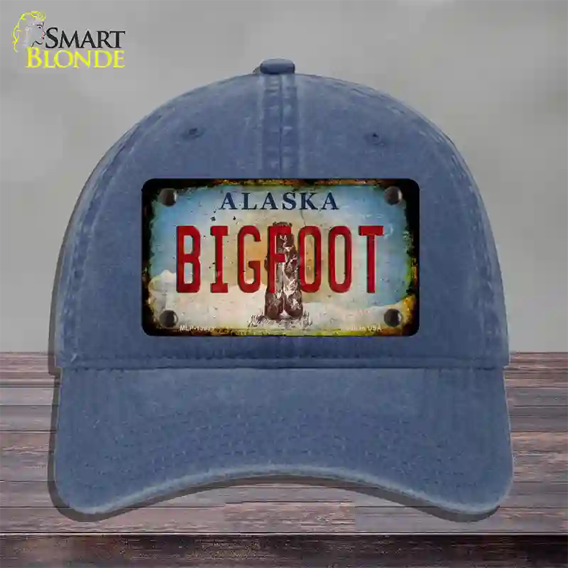 Bigfoot Alaska Novelty License Plate Hat Tag Unconstructed Cotton / Navy