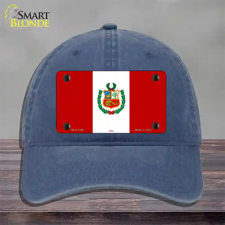 Peru Flag Novelty License Plate Hat Unconstructed Cotton / Navy