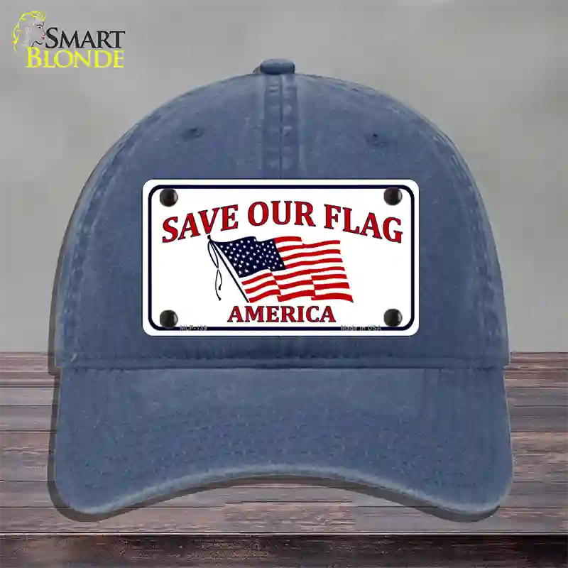 Save Our Flag Novelty License Plate Hat Unconstructed Cotton / Navy