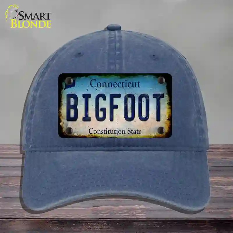 Bigfoot Connecticut Novelty License Plate Hat Tag Unconstructed Cotton / Navy