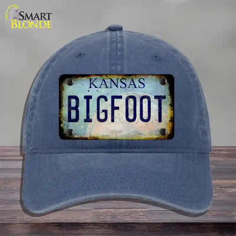 Bigfoot Kansas Novelty License Plate Hat Tag Unconstructed Cotton / Navy