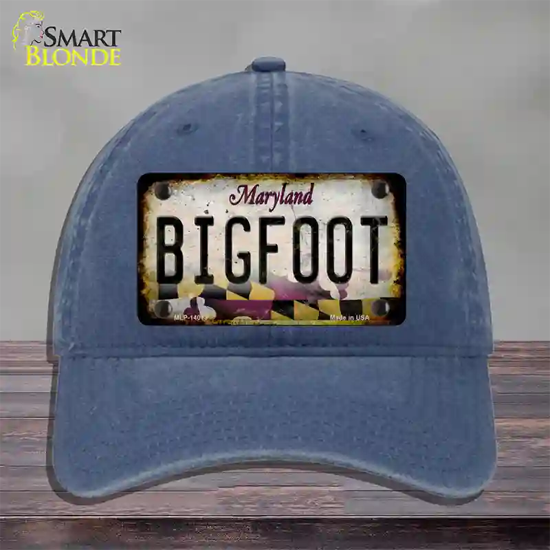 Bigfoot Maryland Novelty License Plate Hat Tag Unconstructed Cotton / Navy