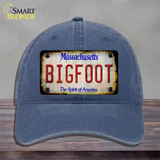 Bigfoot Massachusetts Novelty License Plate Hat Tag Unconstructed Cotton / Navy