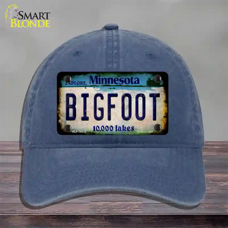 Bigfoot Minnesota Novelty License Plate Hat Tag Unconstructed Cotton / Navy