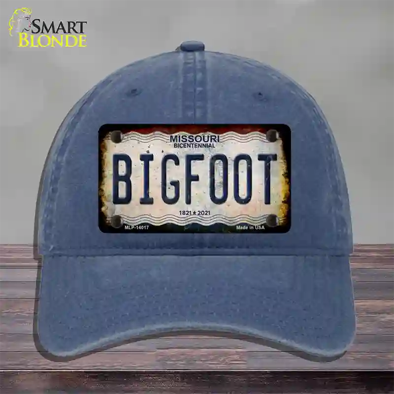 Bigfoot Missouri Novelty License Plate Hat Tag Unconstructed Cotton / Navy