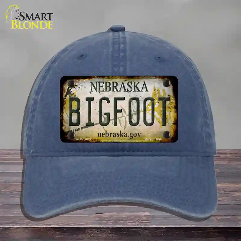 Bigfoot Nebraska Novelty License Plate Hat Tag Unconstructed Cotton / Navy