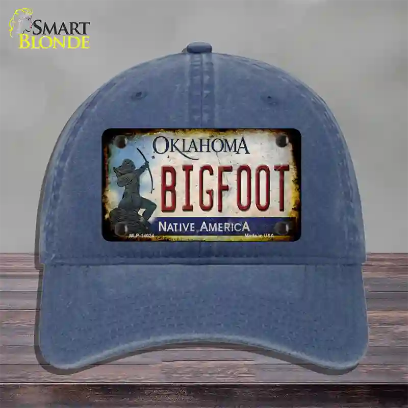 Bigfoot Oklahoma Novelty License Plate Hat Tag Unconstructed Cotton / Navy