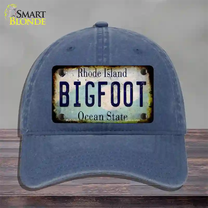 Bigfoot Rhode Island Novelty License Plate Hat Tag Unconstructed Cotton / Navy