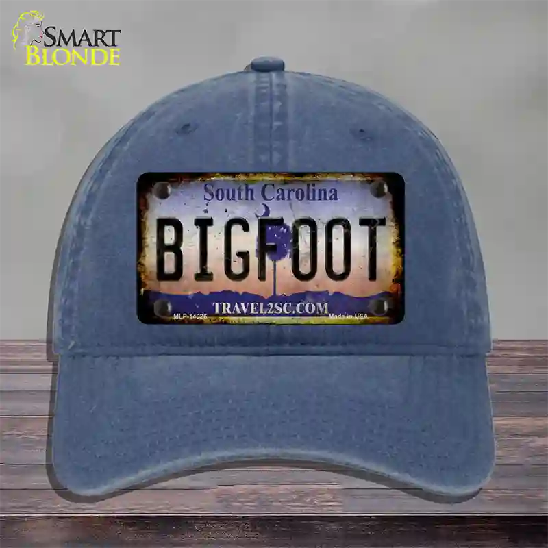 Bigfoot South Carolina Novelty License Plate Hat Tag Unconstructed Cotton / Navy