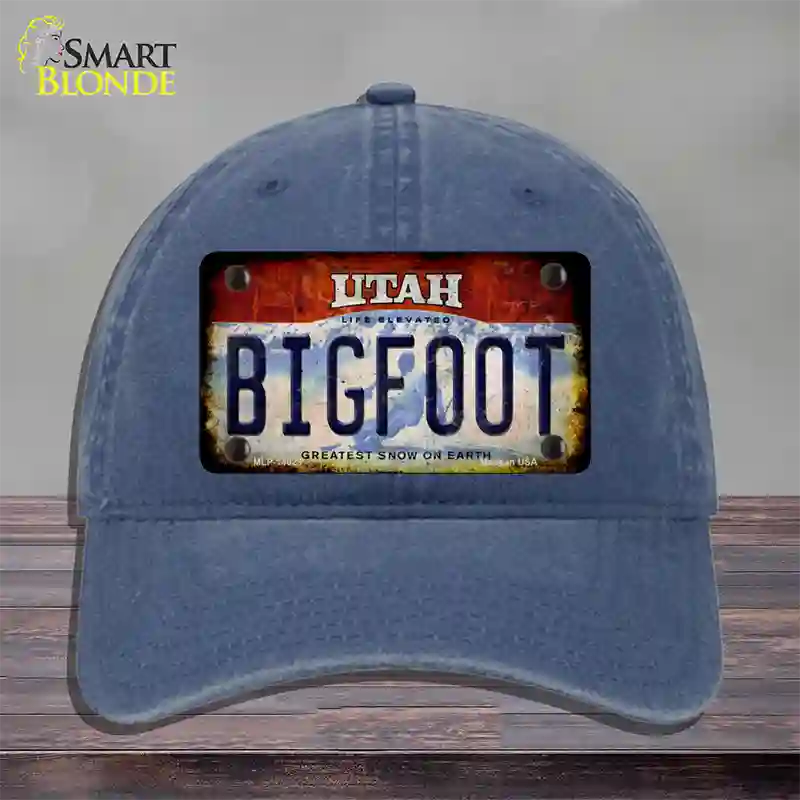 Bigfoot Utah Novelty License Plate Hat Tag Unconstructed Cotton / Navy