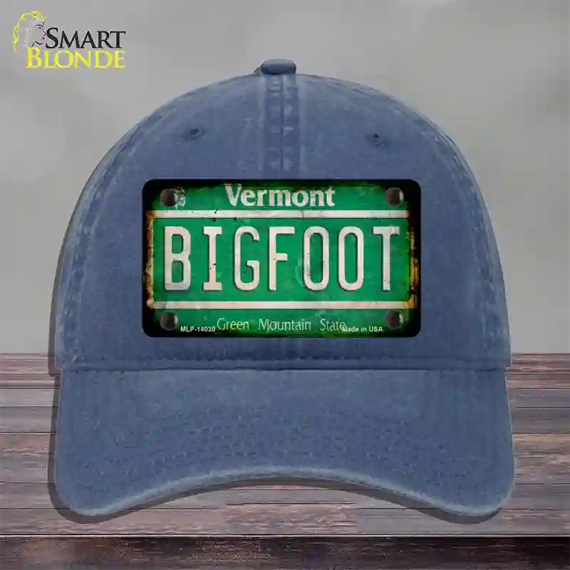 Bigfoot Vermont Novelty License Plate Hat Tag Unconstructed Cotton / Navy