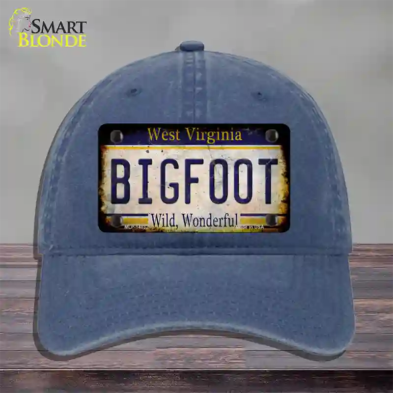 Bigfoot West Virginia Novelty License Plate Hat Tag Unconstructed Cotton / Navy