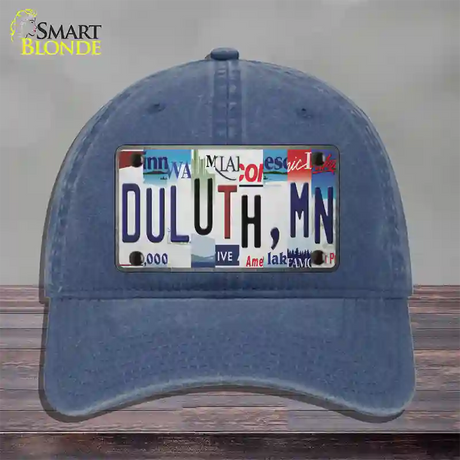 Duluth MN Strip Art Novelty License Plate Hat Tag Unconstructed Cotton / Navy