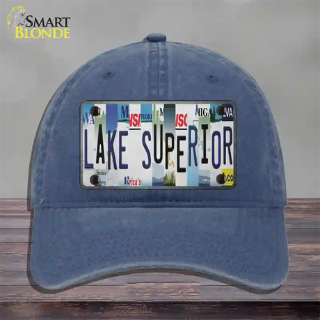 Lake Superior Strip Art Novelty License Plate Hat Tag Unconstructed Cotton / Navy