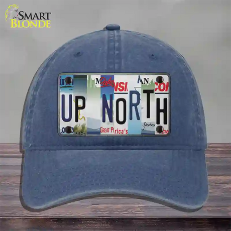 Up North Strip Art Novelty License Plate Hat Tag Unconstructed Cotton / Navy