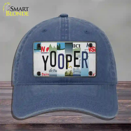 Yooper Strip Art Novelty License Plate Hat Tag Unconstructed Cotton / Navy