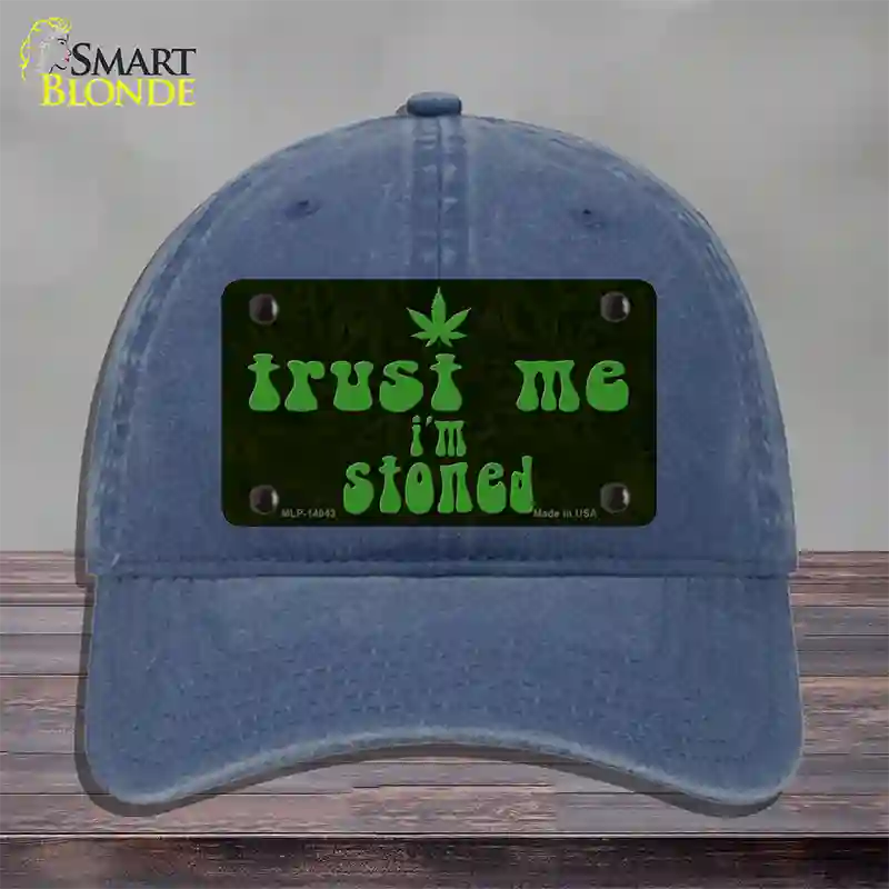 Trust Me Stoned Novelty License Plate Hat Unconstructed Cotton / Navy