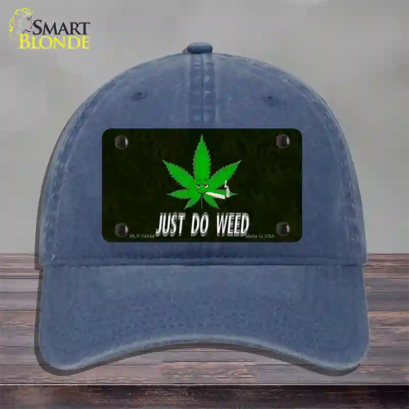 Just Do Weed Leaf Novelty License Plate Hat Unconstructed Cotton / Navy