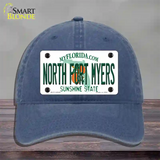 North Fort Myers Florida Novelty License Plate Hat Unconstructed Cotton / Navy