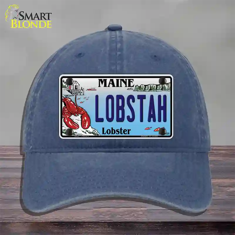 Lobstah Maine Lobster Novelty License Plate Hat Unconstructed Cotton / Navy