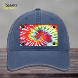 Red Swirl Tie-Dye Novelty License Plate Hat Unconstructed Cotton / Navy