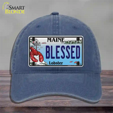 Blessed Maine Lobster Novelty License Plate Hat Unconstructed Cotton / Navy