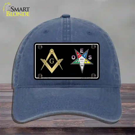 Free Mason OES Novelty License Plate Hat Unconstructed Cotton / Navy