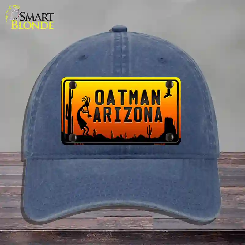 Oatman Kokopelli Arizona Scenic Background Novelty License Plate Hat Unconstructed Cotton / Navy