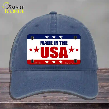 Made in the USA Novelty License Plate Hat Unconstructed Cotton / Navy