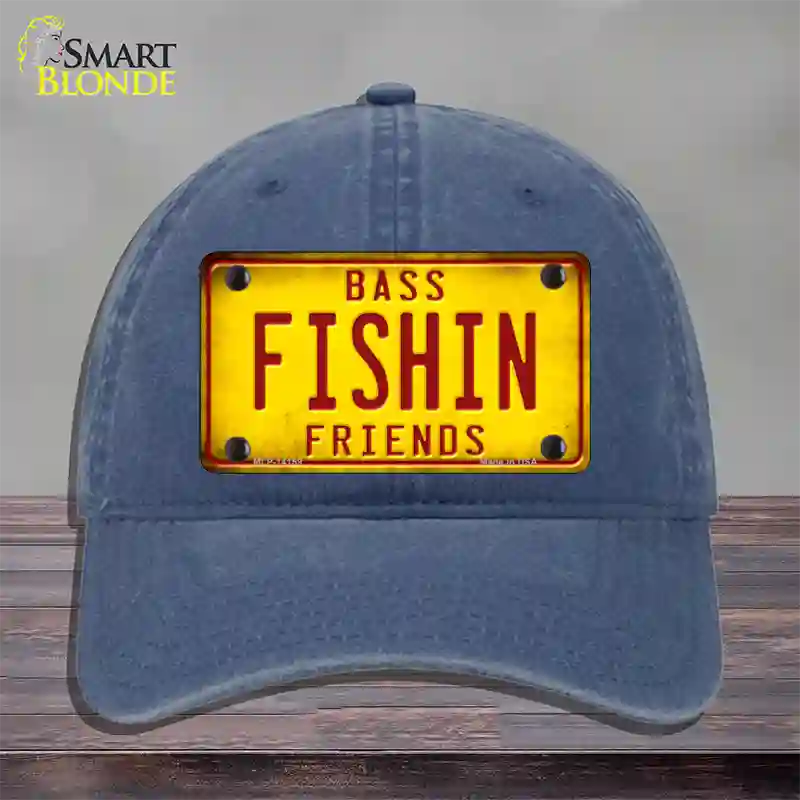 Fishin Friends Novelty License Plate Hat Unconstructed Cotton / Navy