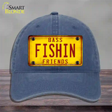 Fishin Friends Novelty License Plate Hat Unconstructed Cotton / Navy