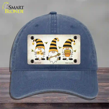 Gnomes Honeybees Novelty License Plate Hat Unconstructed Cotton / Navy