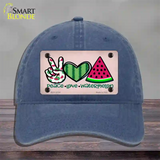 Peace Love Watermelon Novelty License Plate Hat Unconstructed Cotton / Navy