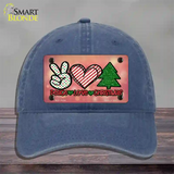 Peace Love Christmas Novelty License Plate Hat Unconstructed Cotton / Navy