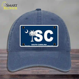 SC South Carolina Flag Novelty License Plate Hat Unconstructed Cotton / Navy