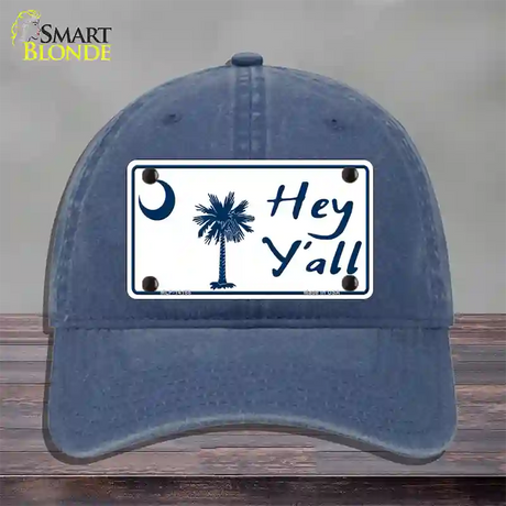 Hey Yall South Carolina Novelty License Plate Hat Unconstructed Cotton / Navy