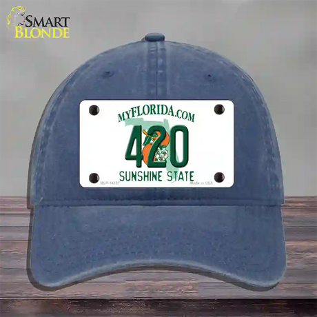 420 Florida Novelty License Plate Hat Unconstructed Cotton / Navy