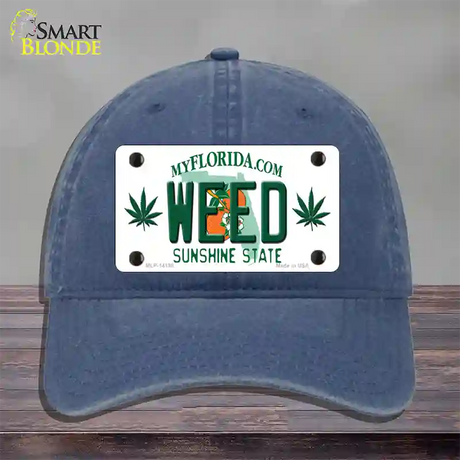 Weed Florida Novelty License Plate Hat Unconstructed Cotton / Navy