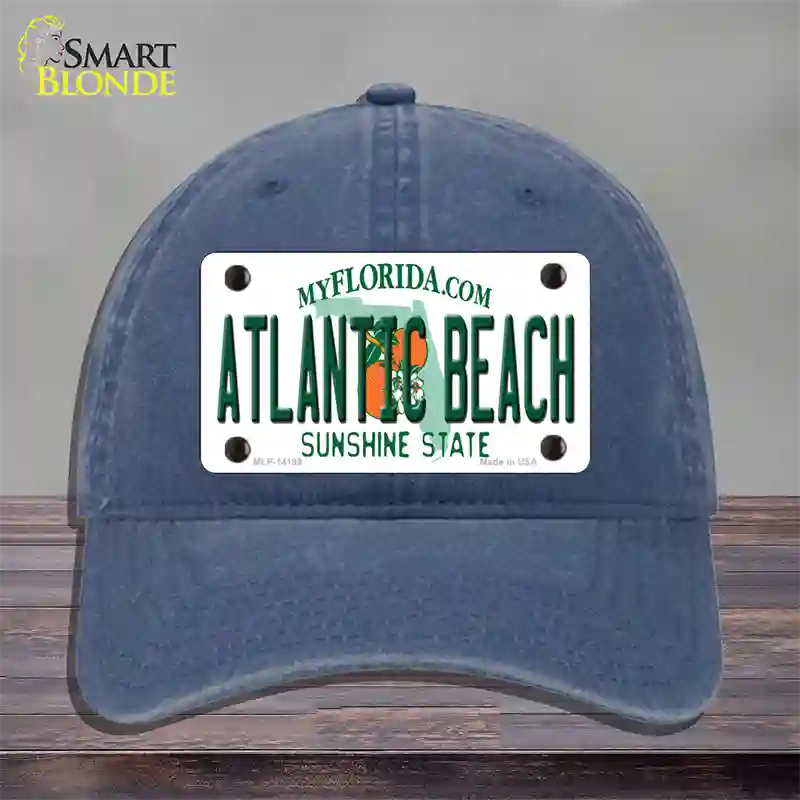 Atlantic Beach Florida Novelty License Plate Hat Unconstructed Cotton / Navy