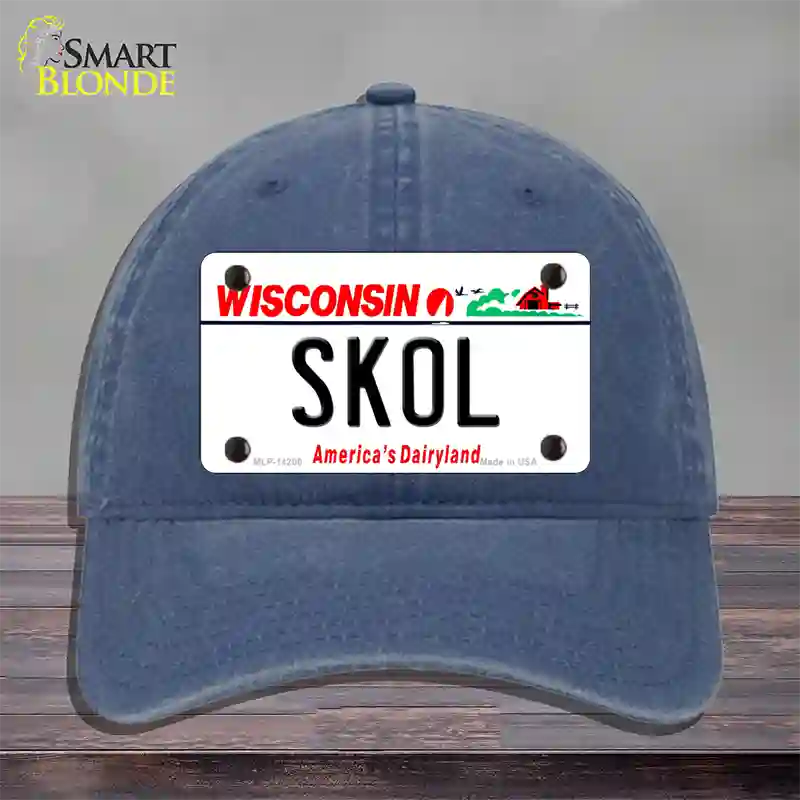 Skol Wisconsin Novelty License Plate Hat Unconstructed Cotton / Navy