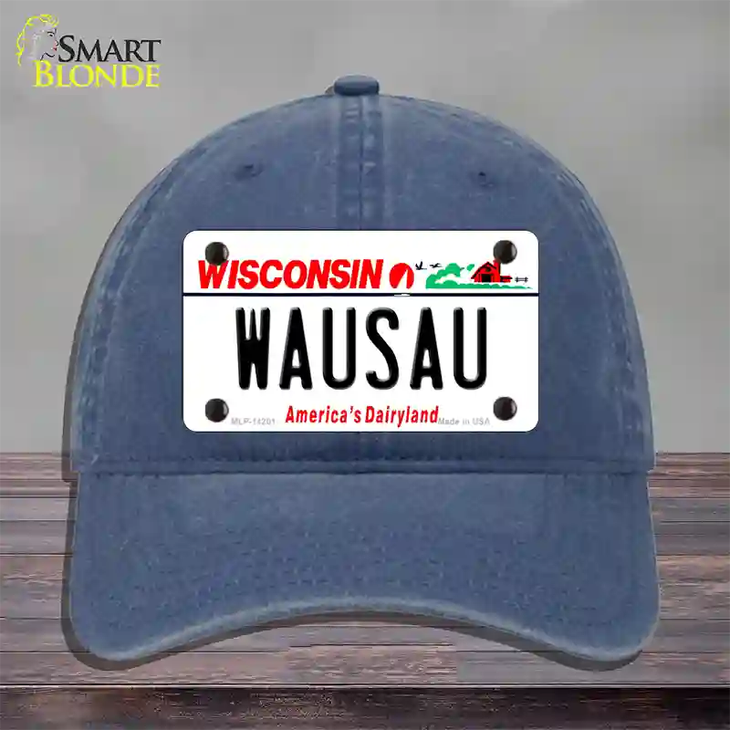 Wausau Wisconsin Novelty License Plate Hat Unconstructed Cotton / Navy