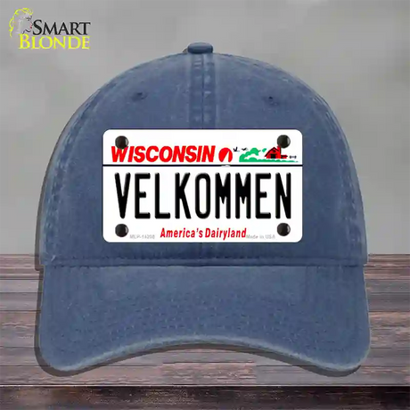 Velkommen Wisconsin Novelty License Plate Hat Unconstructed Cotton / Navy