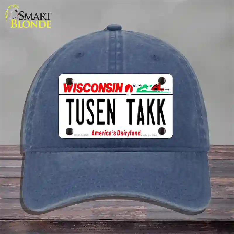 Tusen Takk Wisconsin Novelty License Plate Hat Unconstructed Cotton / Navy