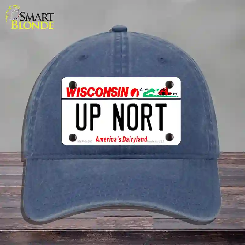 Up Nort Wisconsin Novelty License Plate Hat Unconstructed Cotton / Navy